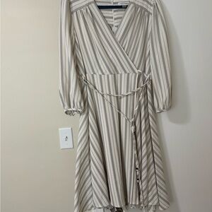 Calvin Klein Striped Cream Dress Size 12